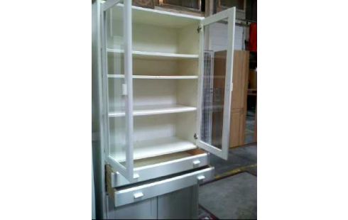 VITRINENSCHRANK WEISS HOLZ 3-EB. 4-TÜR. 2-SCH