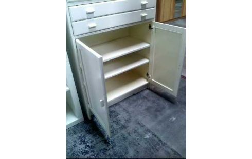 VITRINENSCHRANK WEISS HOLZ 3-EB. 4-TÜR. 2-SCH