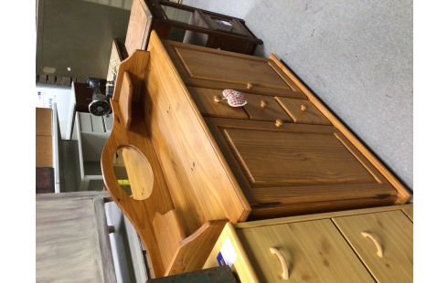 MEUBLE BAS PIN 2 PORTES 3 TIROIRS