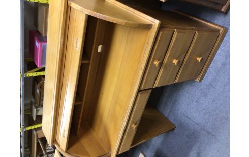 BUREAU PIN AVEC VOLET 4 TIROIRS