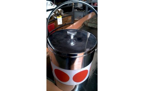 SEAU A GLACE VINTAGE CHROME BLANCHE ORANGE