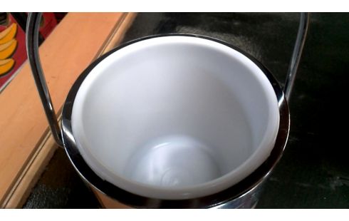 SEAU A GLACE VINTAGE CHROME BLANCHE ORANGE