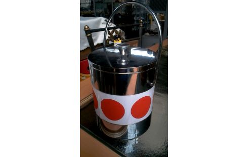 SEAU A GLACE VINTAGE CHROME BLANCHE ORANGE