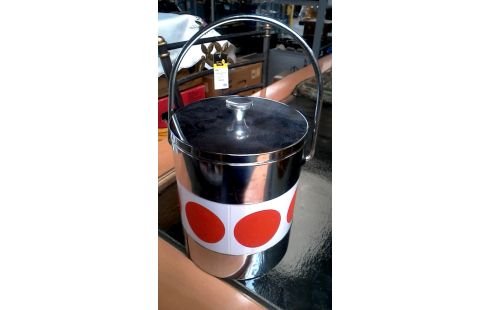 SEAU A GLACE VINTAGE CHROME BLANCHE ORANGE