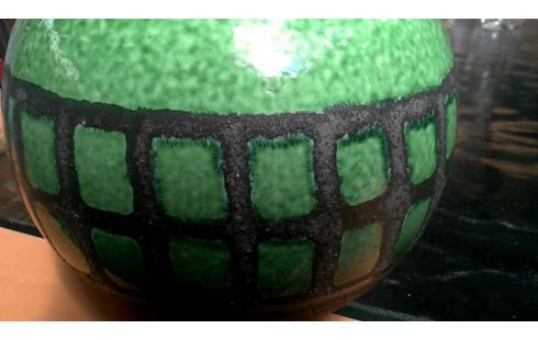 VASE VINTAGE BOMBE VERTE GRIS