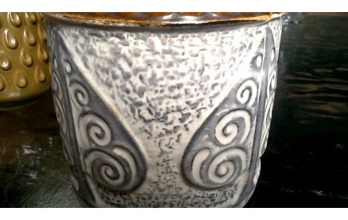 VASE VINTAGE BRUN GRIS BLANCHE