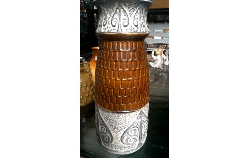 VASE VINTAGE BRUN GRIS BLANCHE