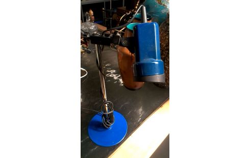 LAMPE DE BUREAU VINTAGE BLEUE CHROME