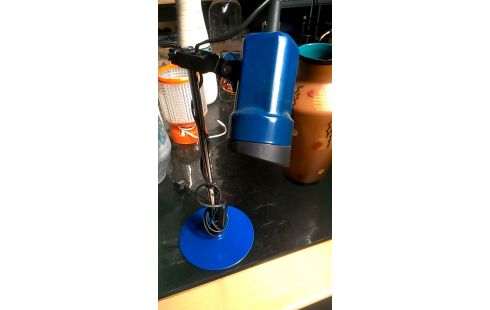 LAMPE DE BUREAU VINTAGE BLEUE CHROME