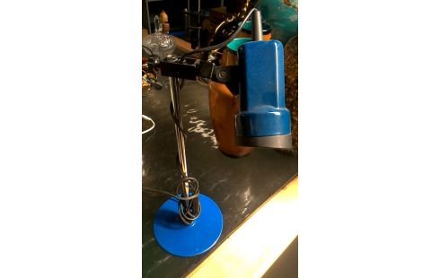 LAMPE DE BUREAU VINTAGE BLEUE CHROME
