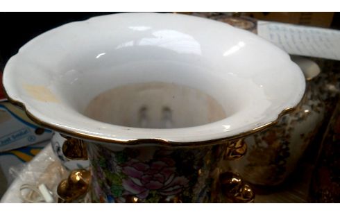 JARRÓN CHINO AZUL VERDE ROSA