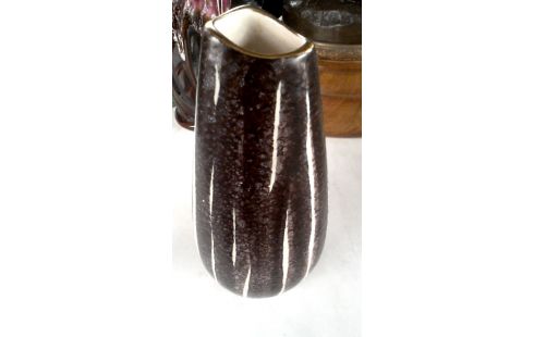 VASE BRUN BEIGE VINTAGE CERAMIQUE