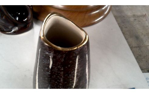 VASE BRUN BEIGE VINTAGE CERAMIQUE