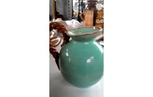 AMPHORE VERTE MET BRUN CERAMIQUE VINTAGE