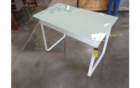 BUREAU 2 TIROIRS METAL VERRE