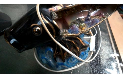 LAMPADAIRE VINTAGE, , POISSON PORCELAINE BRONZE COULEUR