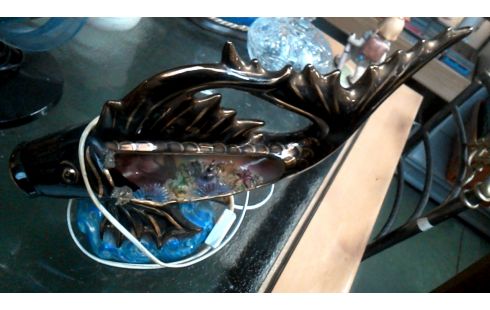 LAMPADAIRE VINTAGE, , POISSON PORCELAINE BRONZE COULEUR