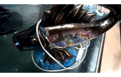 LAMPADAIRE VINTAGE, , POISSON PORCELAINE BRONZE COULEUR