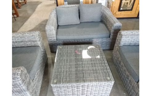 SALON DE JARDIN HESPERIDE BANQUETTE FAUTEUILS TABLE