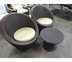 SALON DE JARDIN FAUTEUILS COQUILLES + TABLE