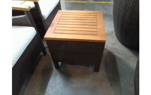 SALON DE JARDIN FAUTEUILS ACCOUDOIRS BOIS + TABLE