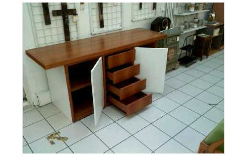 SIDEBOARD HOLZ 2-TÜR 4-SCHUBL. BRAUN/WEIß