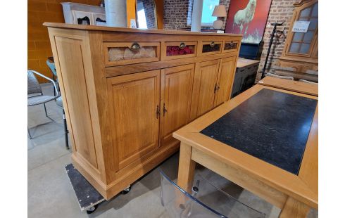 BUFFET BAS CHÊNE MOYEN 4 PORTES 4 TIROIRS