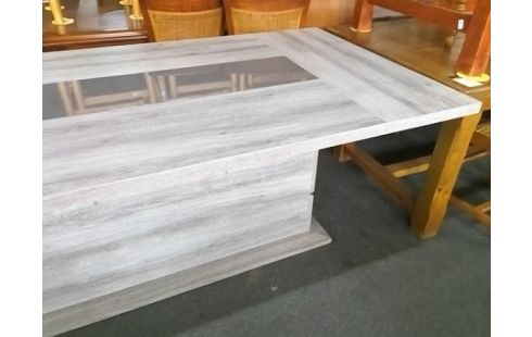 TABLE MODERNE GRISE 100X200 PIED CENTRALE