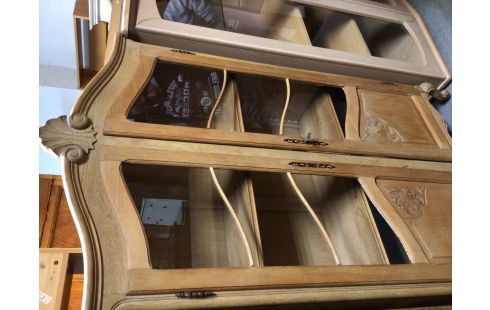 VITRINE STYLE LOUIS XV CHENE CLAIR 2 PORTES