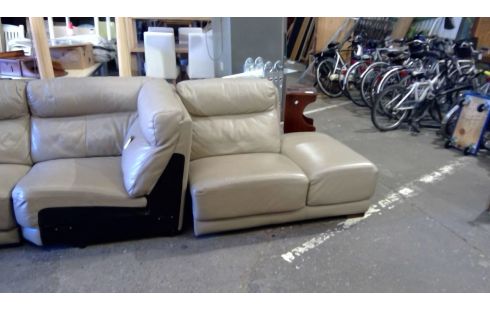 SALON D'ANGLE EN CUIR BEIGE