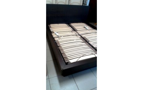 LIT 160X200 ELECTRIQUE BRUN, , BOIS LOOK