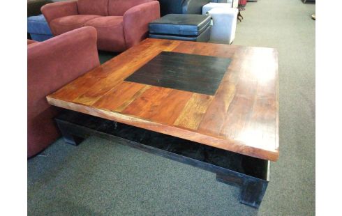 TABLE BASSE 100X100CM ACACIA