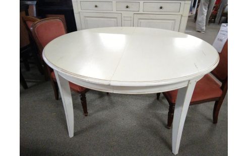 TABLE OVALE BLANC VIEILLI 2 ALLONGES
