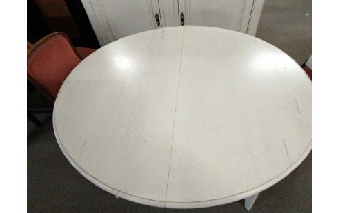 TABLE OVALE BLANC VIEILLI 2 ALLONGES