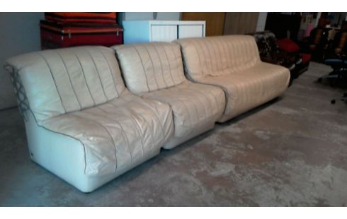 CANAPE + 2 FAUTEUILS CUIR  JIP   VINTAGE