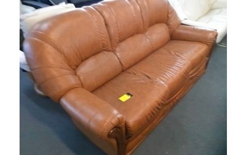 CANAPE +2 FAUTEUILS SIMILI CUIR MARON