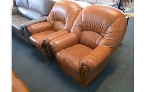 CANAPE +2 FAUTEUILS SIMILI CUIR MARON