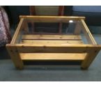 TABLE BASSE PIN AVEC PLATEAU VERRE