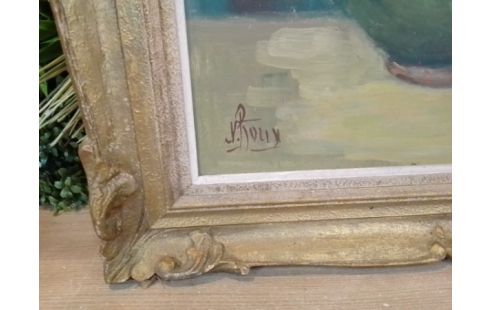 PEINTURE FLEURS CADRE BOIS