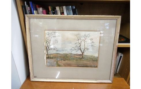 AQUARELLE VUE DE CAMPAGNE