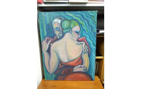 HUILE SUR TOILE COUPLE DANSEURS