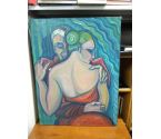 HUILE SUR TOILE COUPLE DANSEURS
