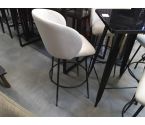 TABOURET DE BAR VELOUR CREME PIEDS METAL X 4