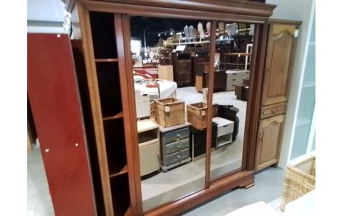 ARMOIRE MERISIER 2PORTES MIROIR