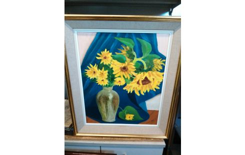 HUILE SUR TOILE NATURE MORTE TOURNESOL
