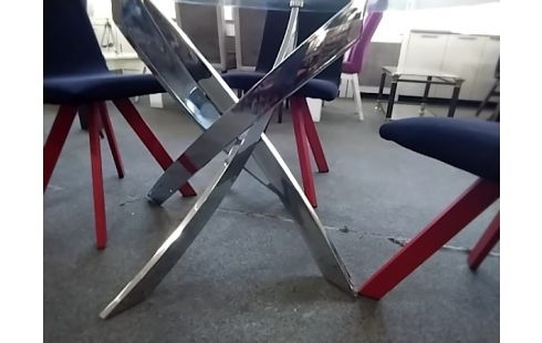 TABLE RONDE VERRE PIEDS METAL DIAMÈTRE 130