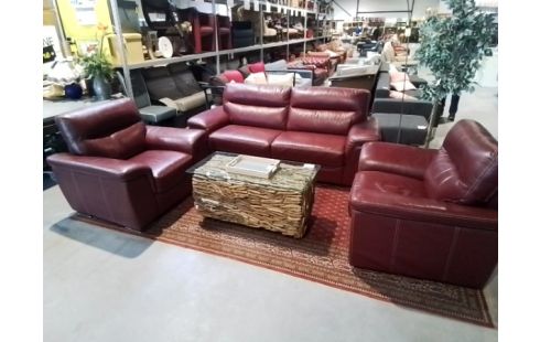 SALON CUIR BORDEAUX