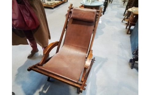 FAUTEUIL BOIS ET CUIR