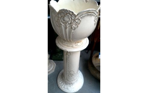 BLUMENTOPF MET, , SÄULE WEISS PORZELLAN MET OR