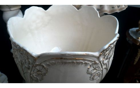 BLUMENTOPF MET, , SÄULE WEISS PORZELLAN MET OR